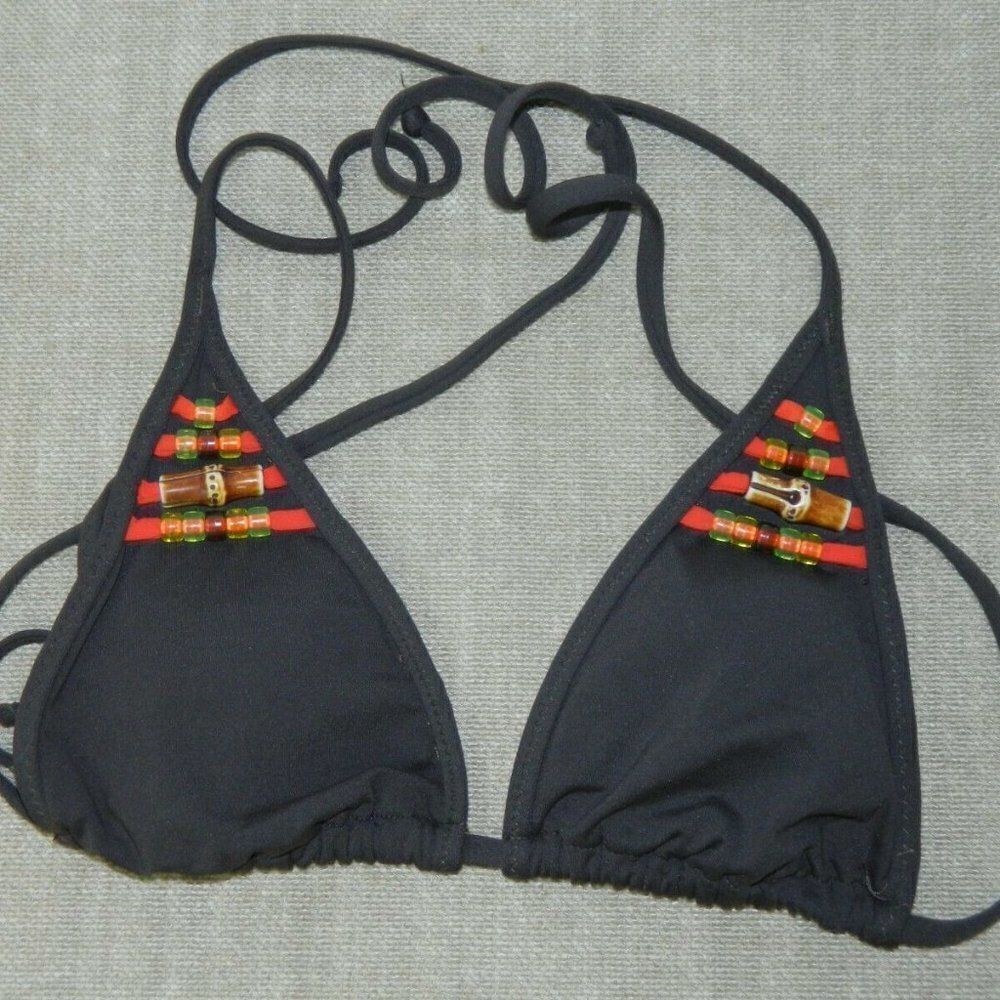 Becca Bikini Top Brown Beaded Size Small